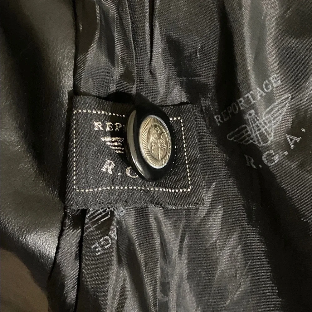 R.G.A Reported Black Leather Jacket coat men’ button down retro Y2K vintage XL